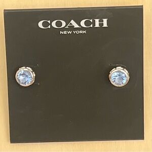 Coach Open Circle Blue Crystal Stud Earrings